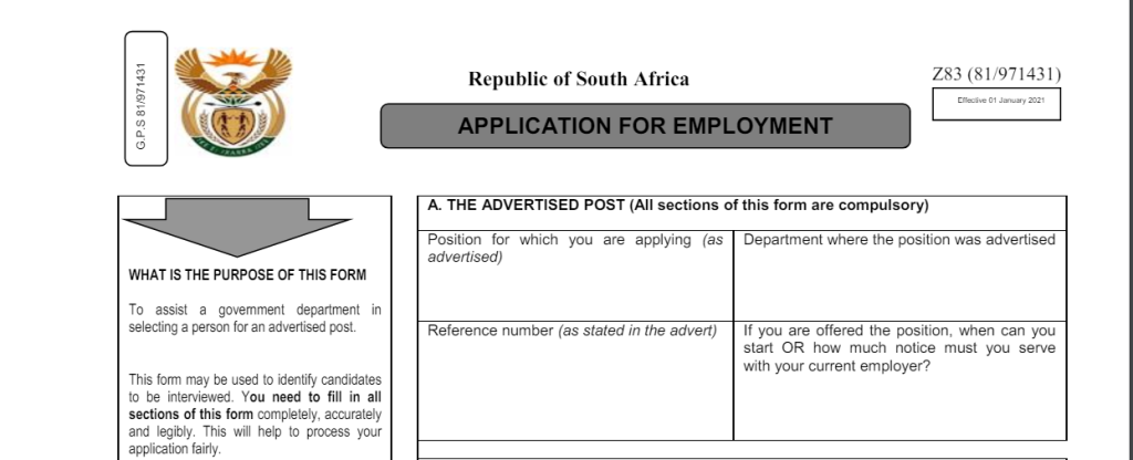 How To Fill The New Z83 Form & Download It In South Africa 2024/2025 ...